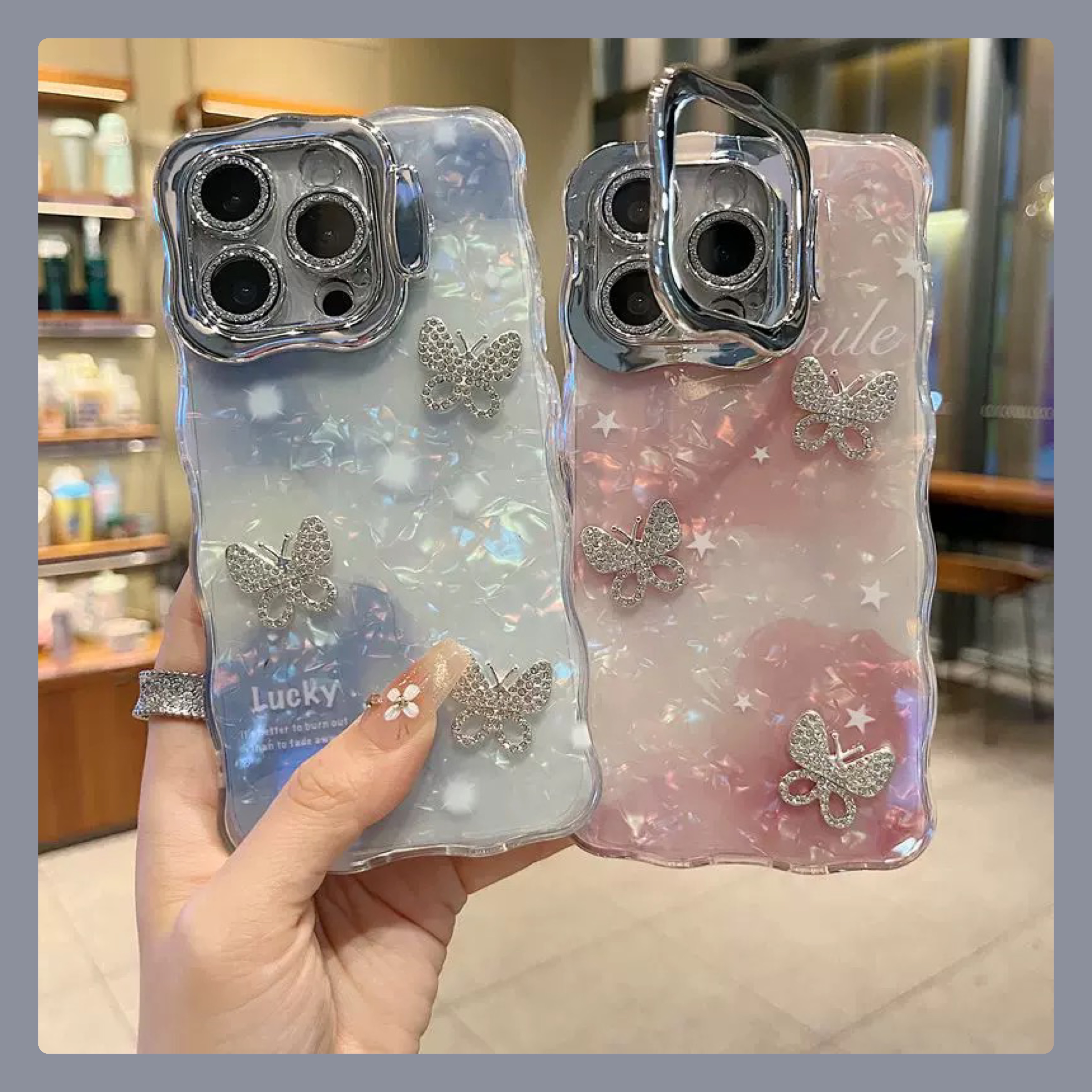 蝶々マーブルスタンド iphoneケース