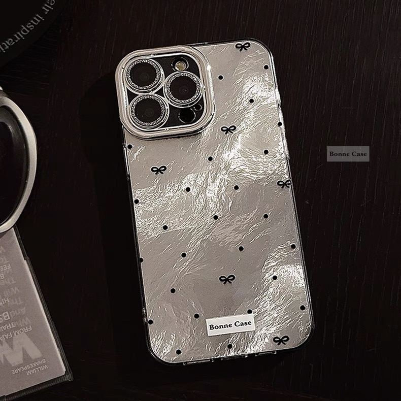 ブラックリボンシルバーレーザー iphoneケース
