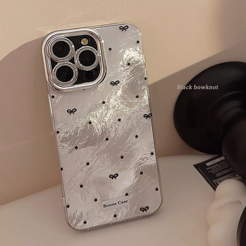 ブラックリボンシルバーレーザー iphoneケース