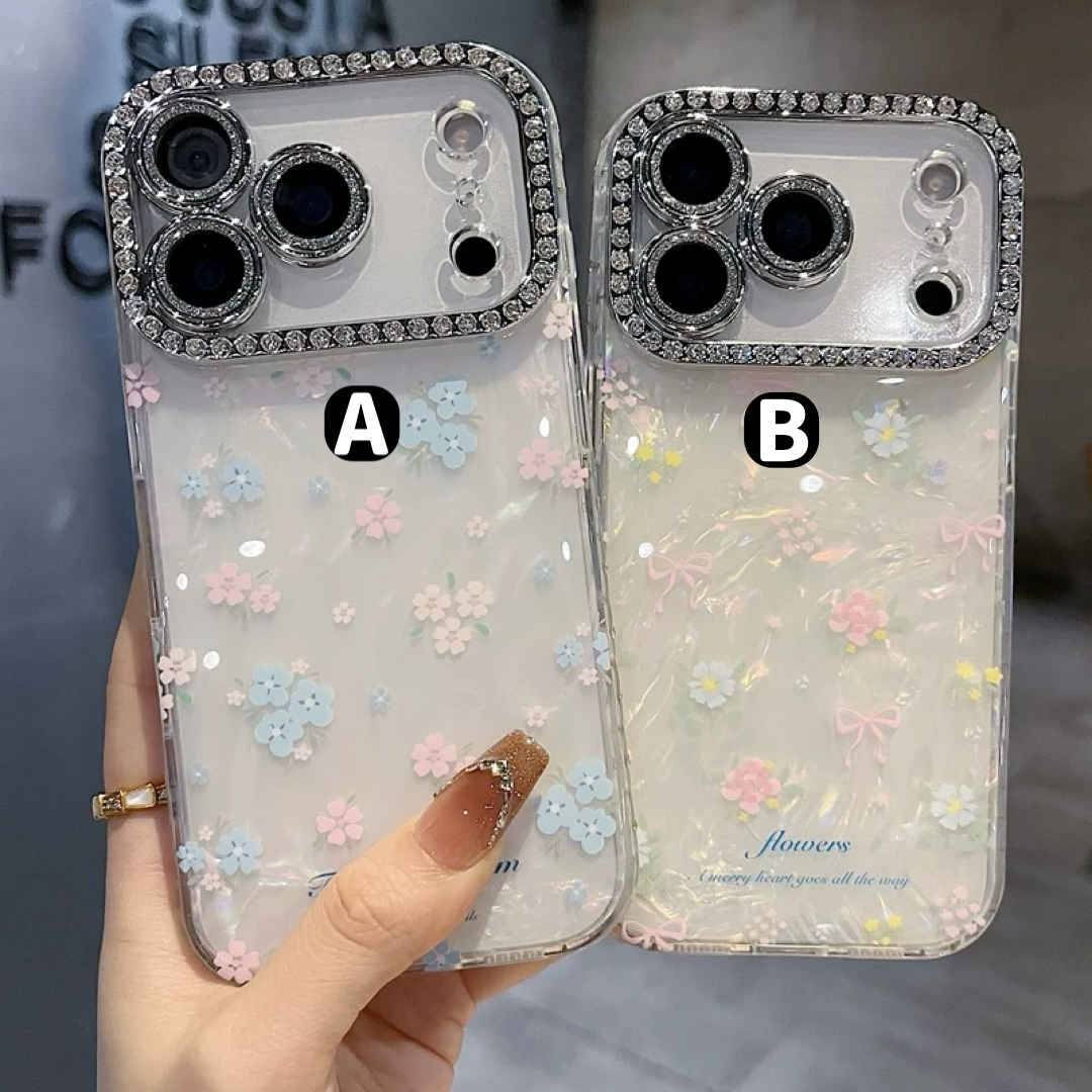 フラワー柄リボンオーロラ iphoneケース