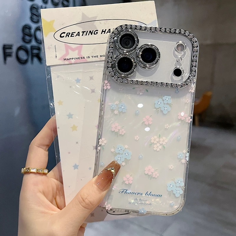 フラワー柄リボンオーロラ iphoneケース