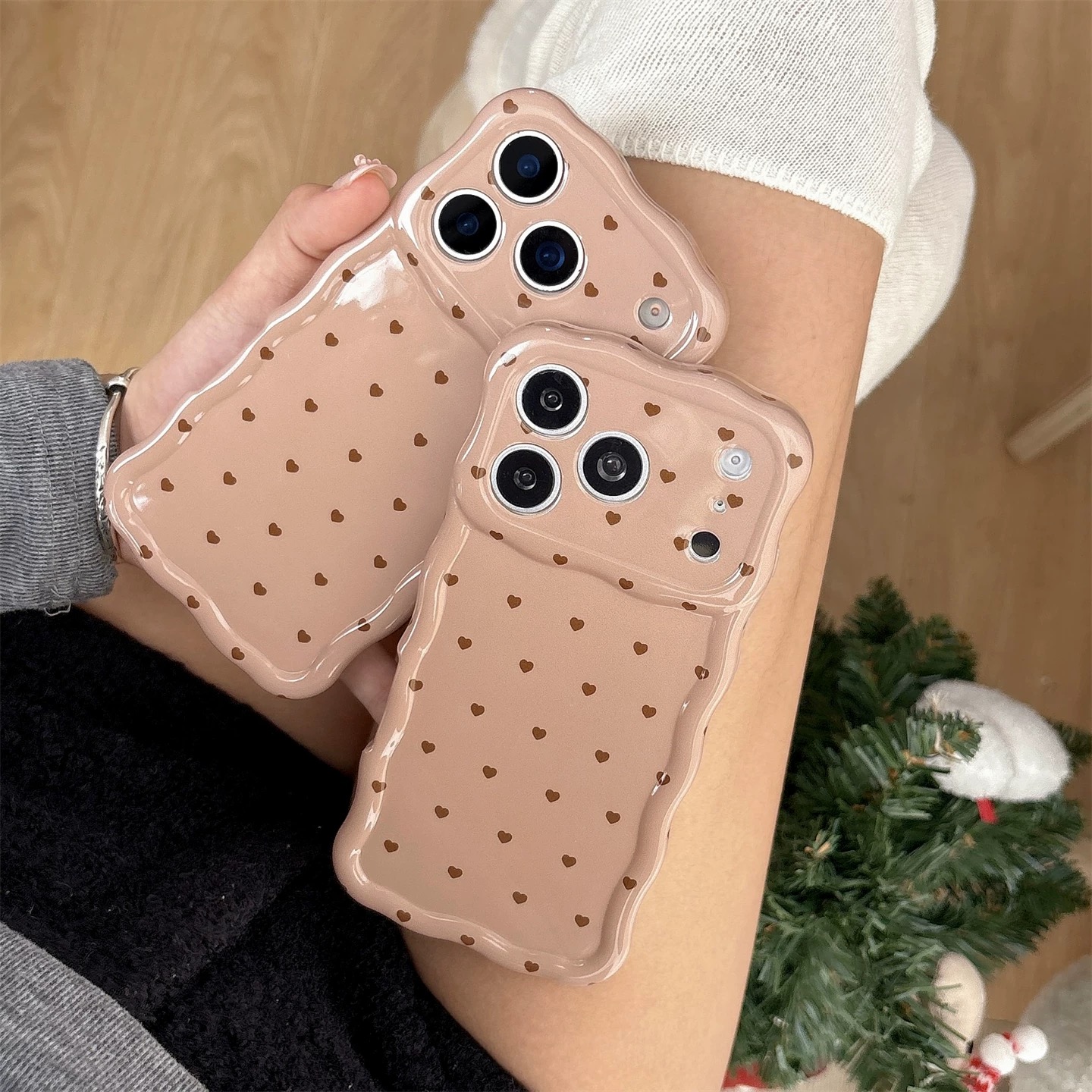 ブラウンハートウェーブ iphoneケース