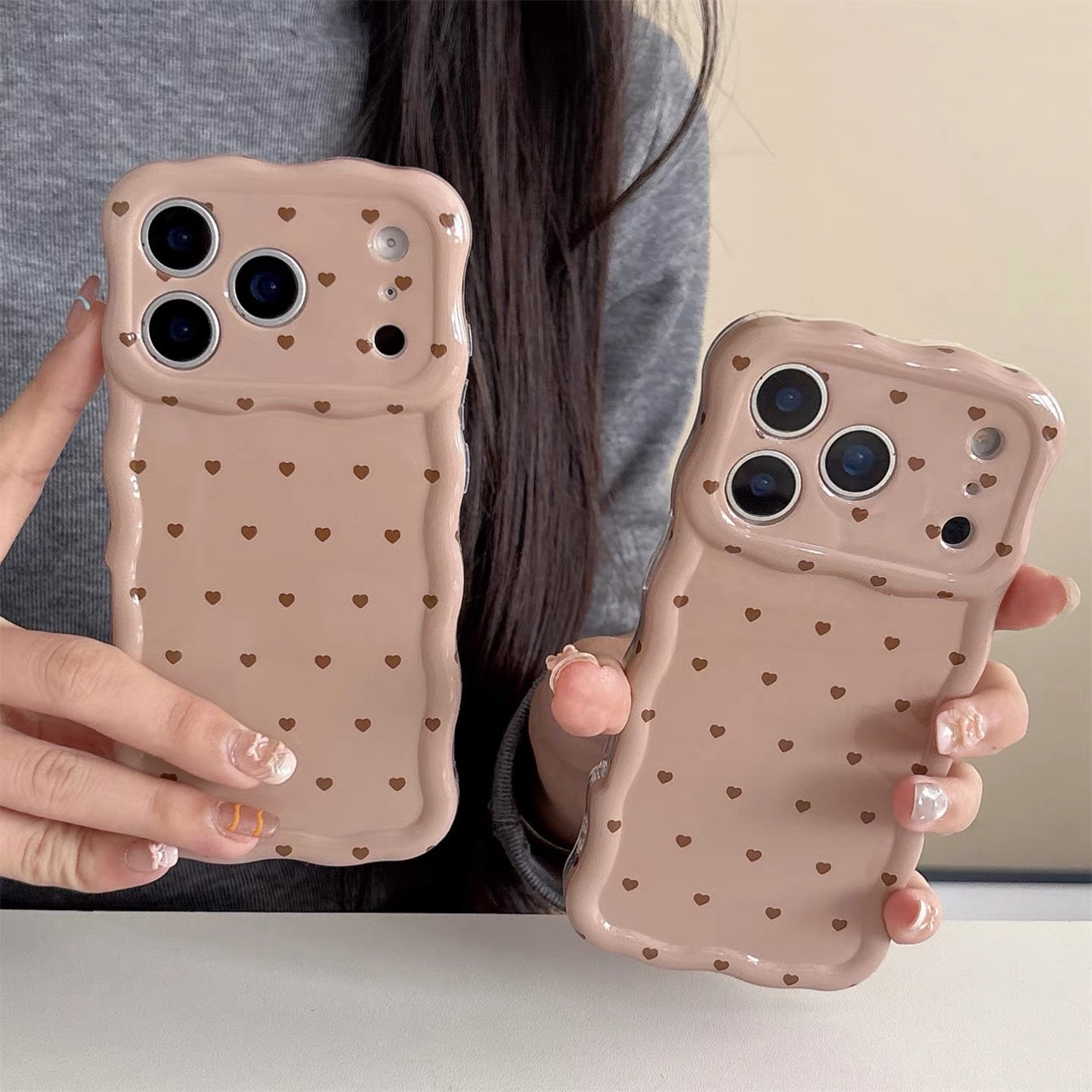 ブラウンハートウェーブ iphoneケース