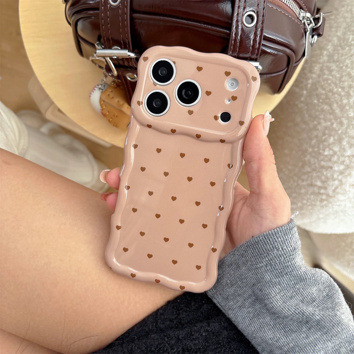 ブラウンハートウェーブ iphoneケース