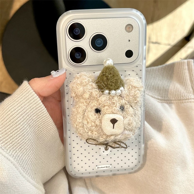 クマちゃんファー magsafe グリップ iphoneケース【Magsafe対応】