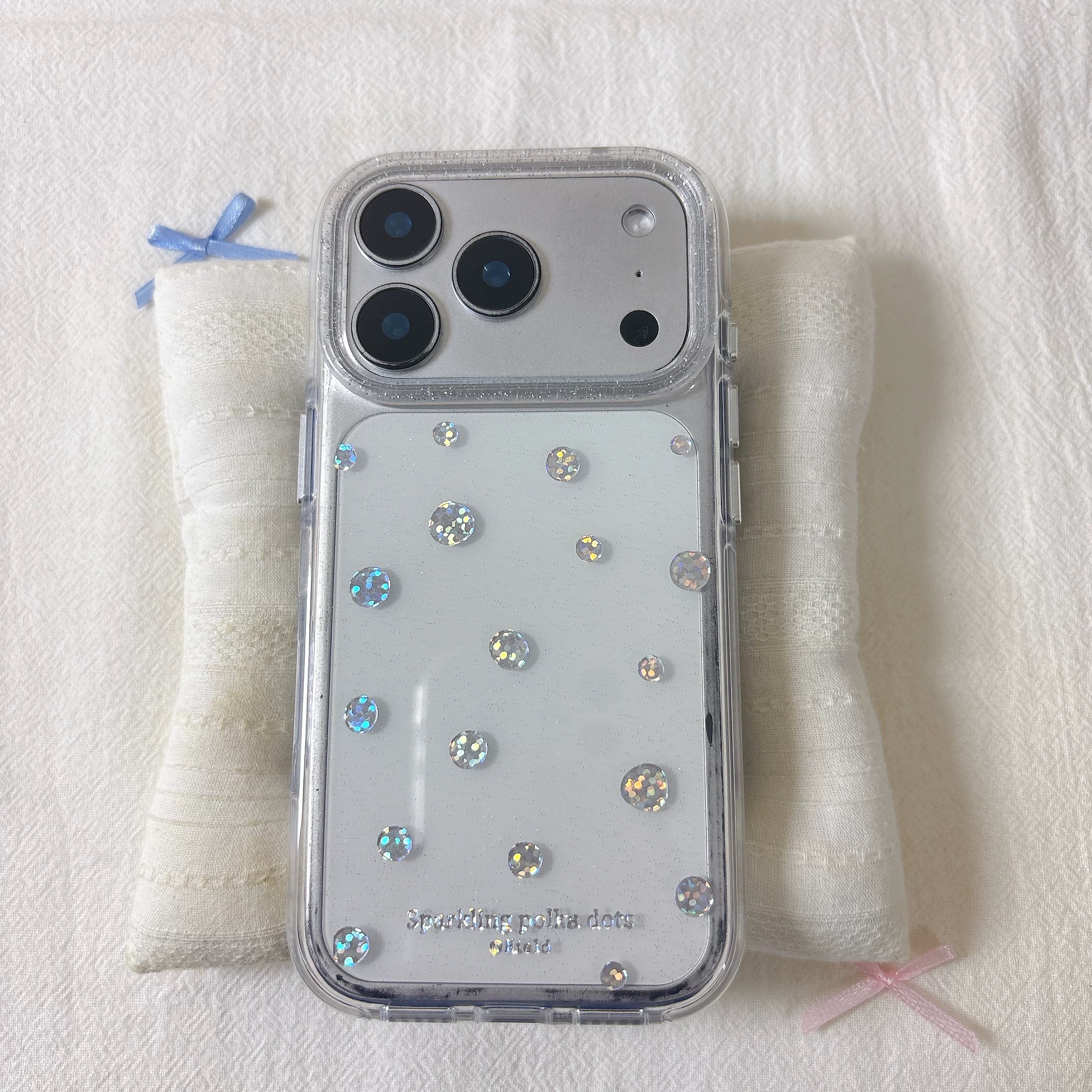 シルバードットグリッタークリア iphoneケース