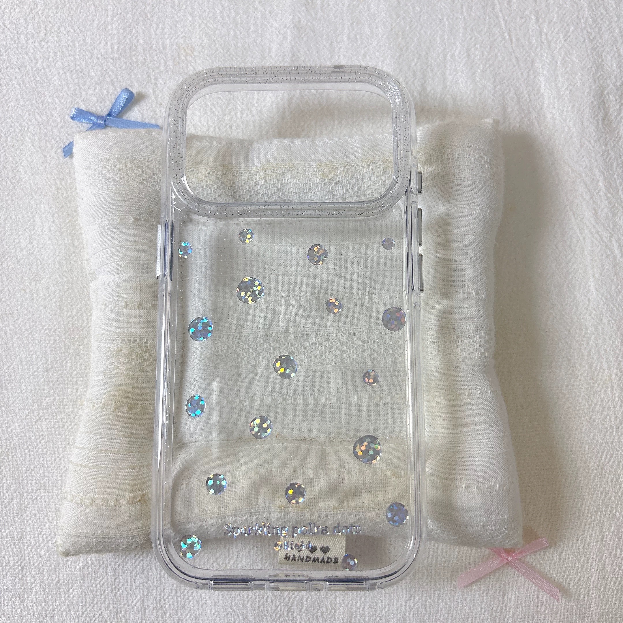 シルバードットグリッタークリア iphoneケース