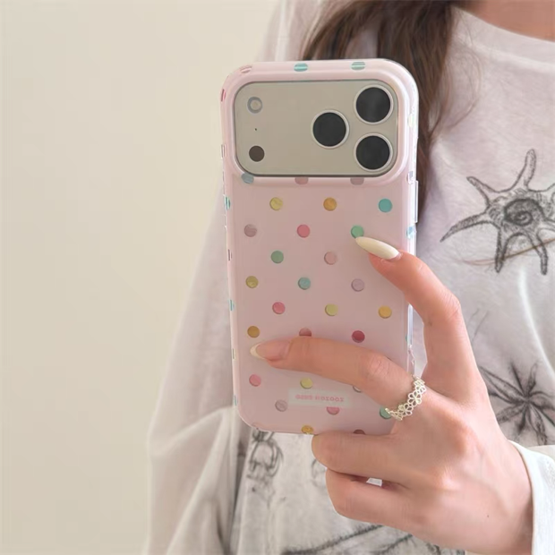 レインボードットピンク iphoneケース