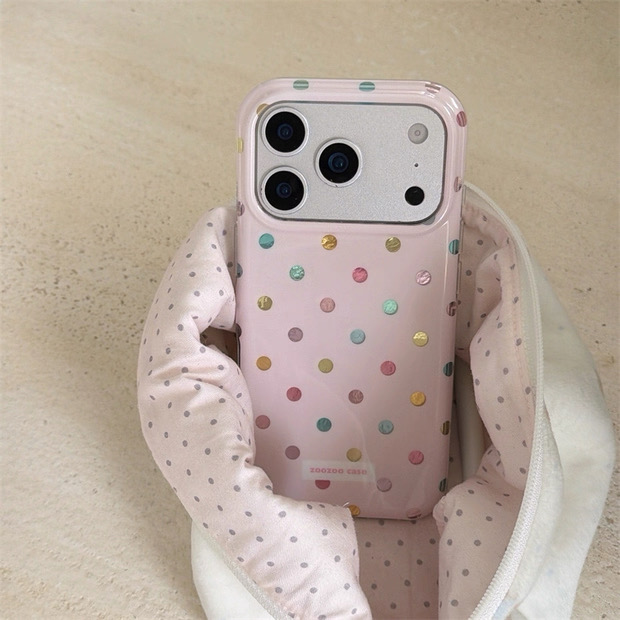 レインボードットピンク iphoneケース