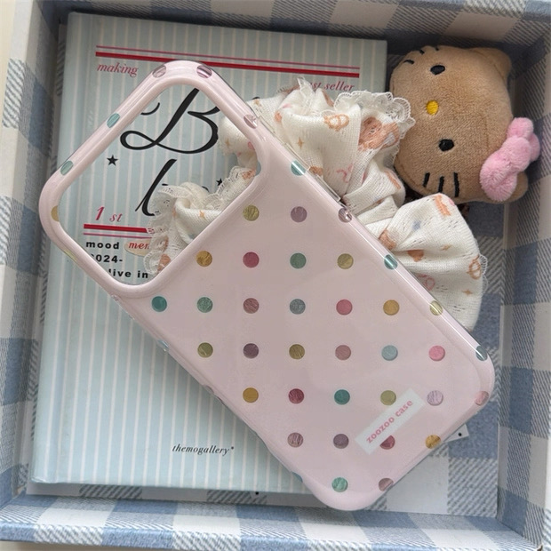 レインボードットピンク iphoneケース