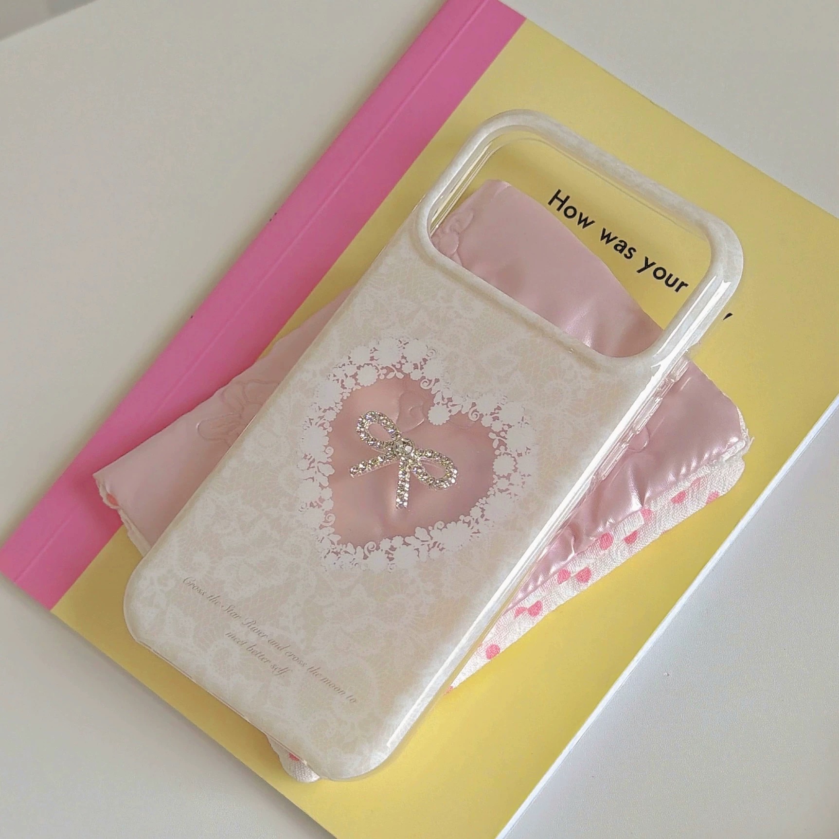 フラワーレースリボンストラップ iphoneケース