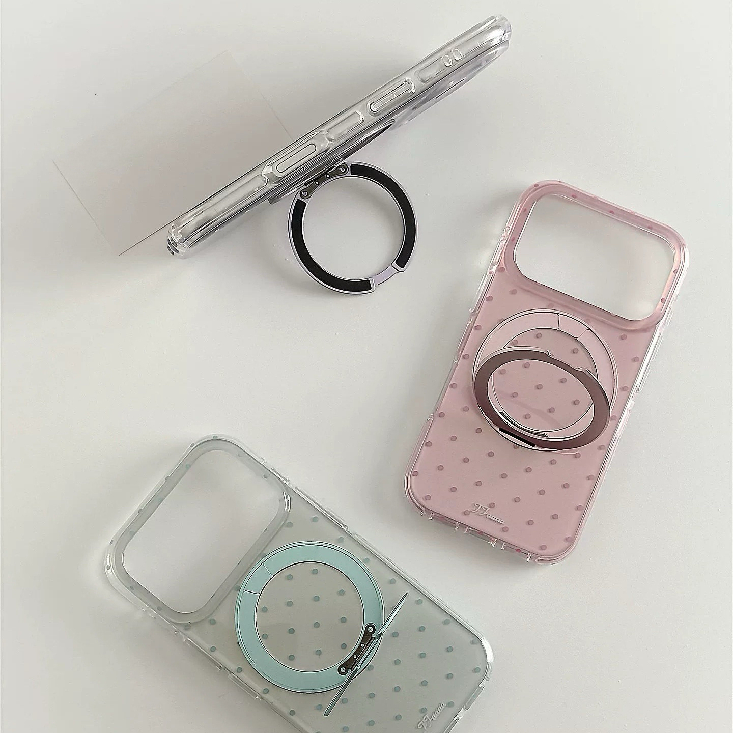 プチドットレーザー3色 magsafe スタンド iphoneケース【Magsafe対応】