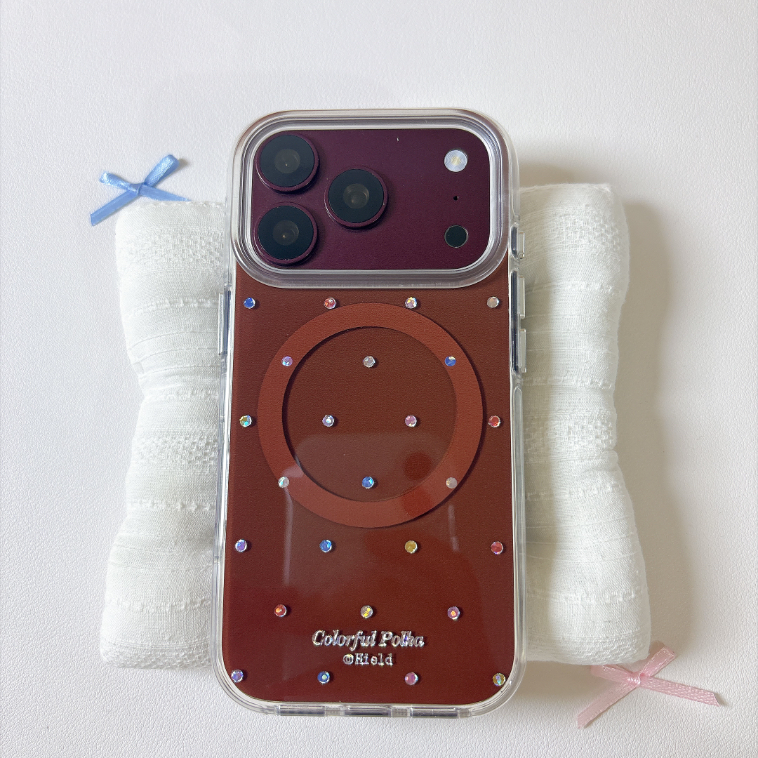 バーガンディカラードット magsafe iPhoneケース【Magsafe対応】