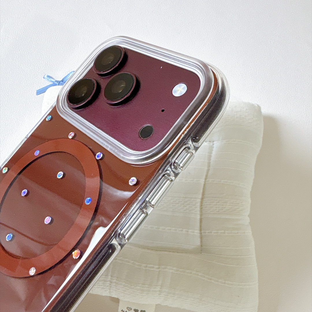 バーガンディカラードット magsafe iPhoneケース【Magsafe対応】
