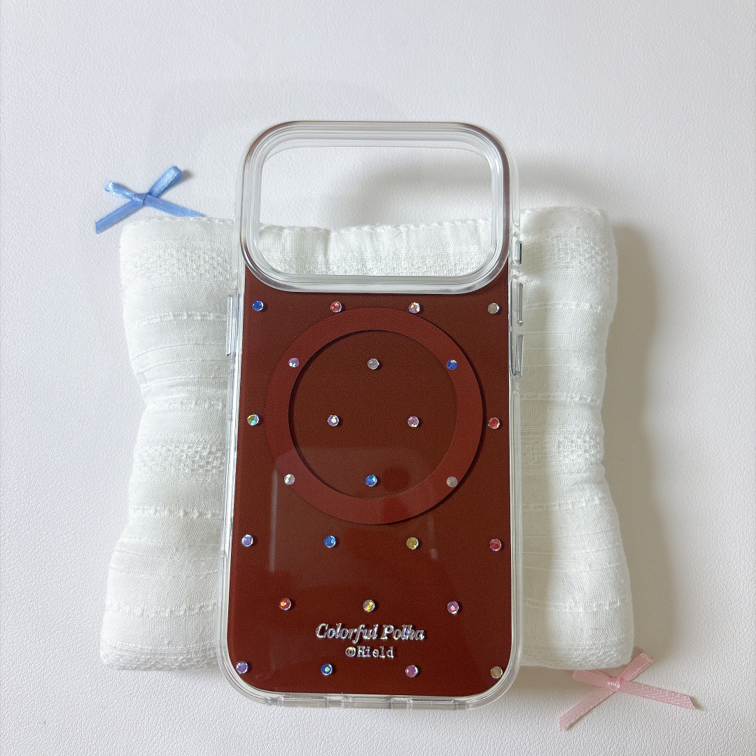 バーガンディカラードット magsafe iPhoneケース【Magsafe対応】