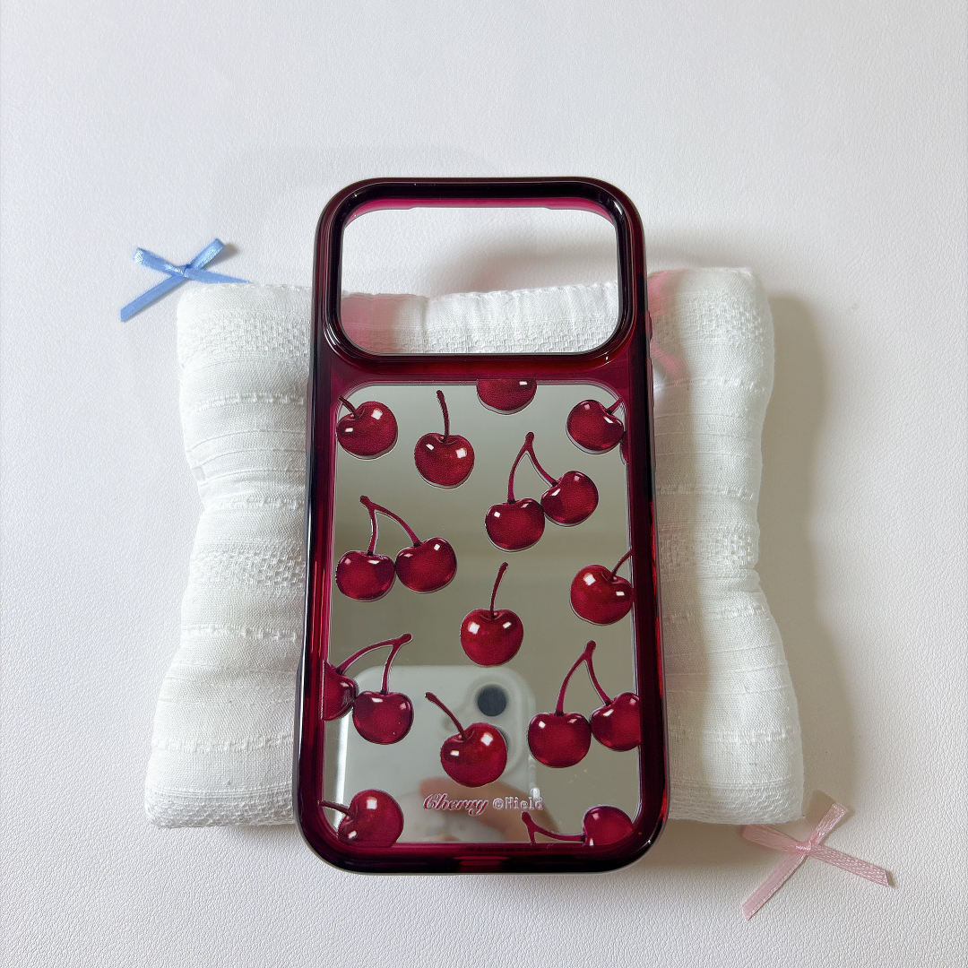 チェリー柄ミラーiPhoneケース
